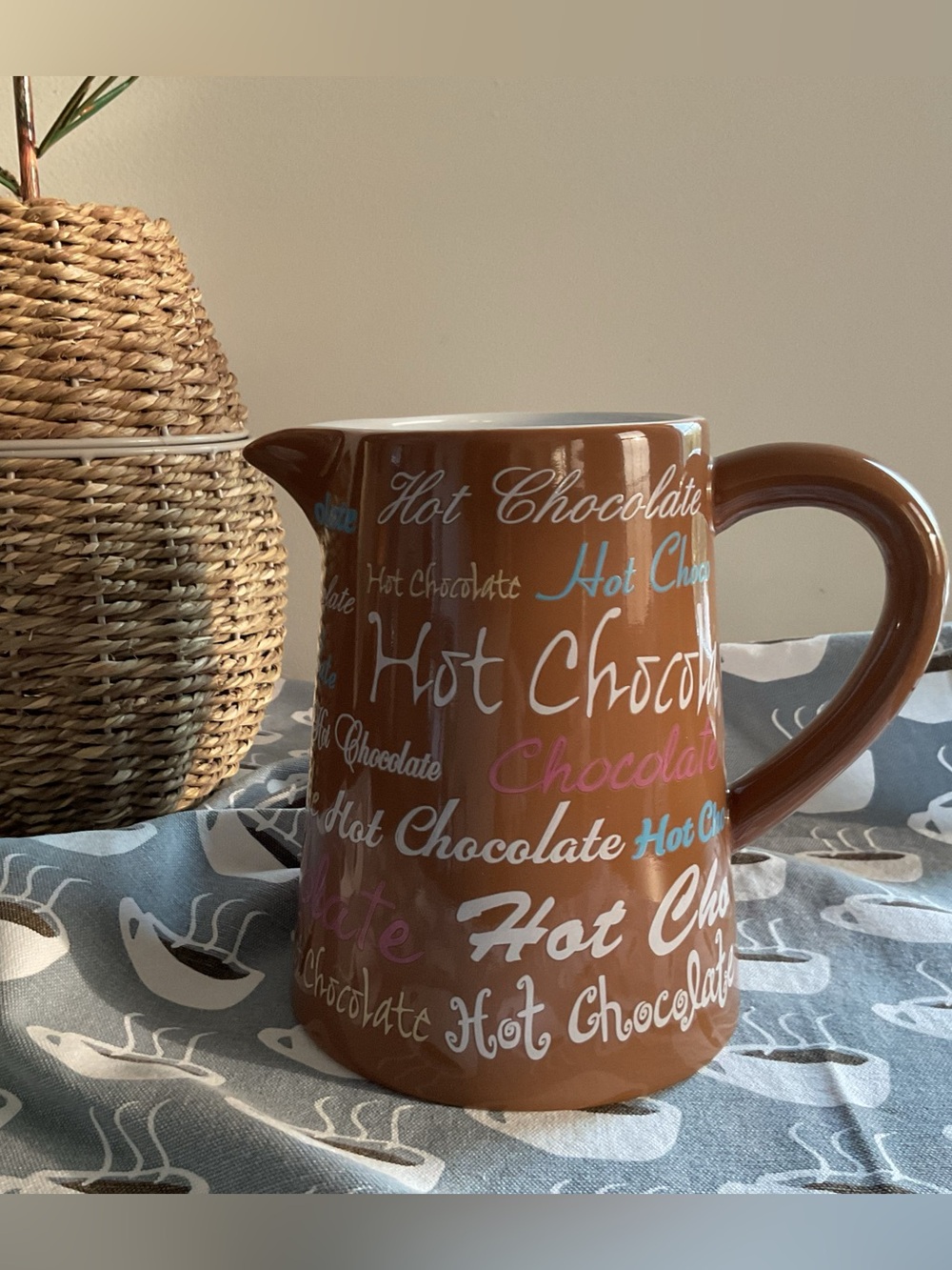 Boston Warehouse Trading Hot Chocolate 9” High Pitcher Farmhouse Country